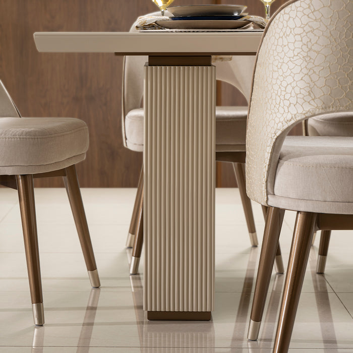 Comedor 6 Puestos Versalles Lino Beige Poliuretano
