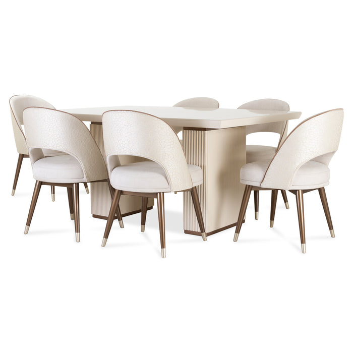 Comedor 6 Puestos Versalles Lino Beige Poliuretano