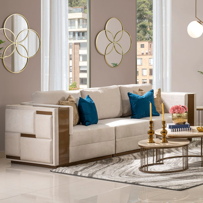 Sofá 2 Ptos Versalles Lino Beige