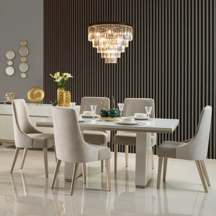 Comedor 6 Ptos Berlin Velvet Beige, Champaña