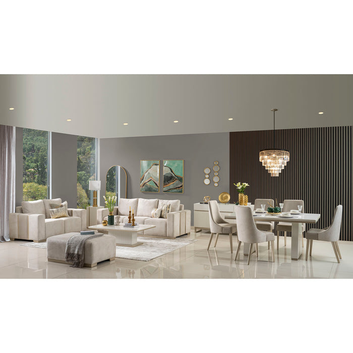 Comedor 6 Ptos Berlin Velvet Beige, Champaña