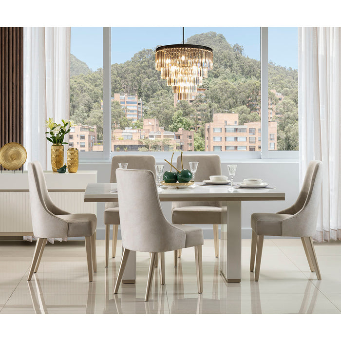 Comedor 6 Ptos Berlin Velvet Beige, Champaña