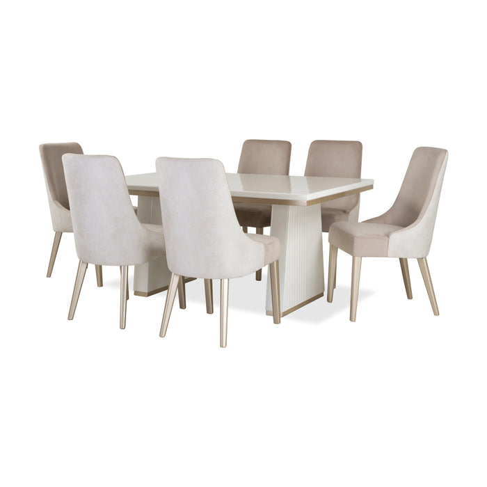 Comedor 6 Ptos Berlin Velvet Beige, Champaña