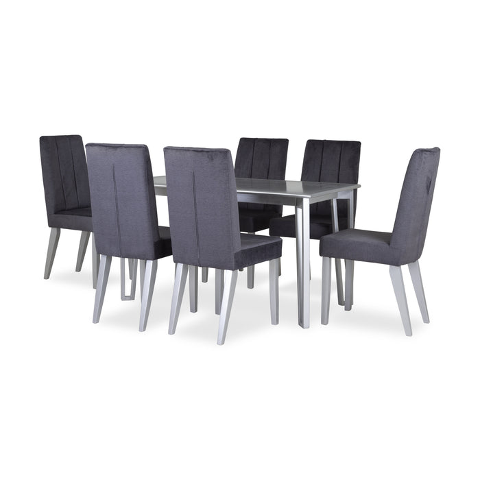 Comedor 6 Puestos Barton Chenille Plata