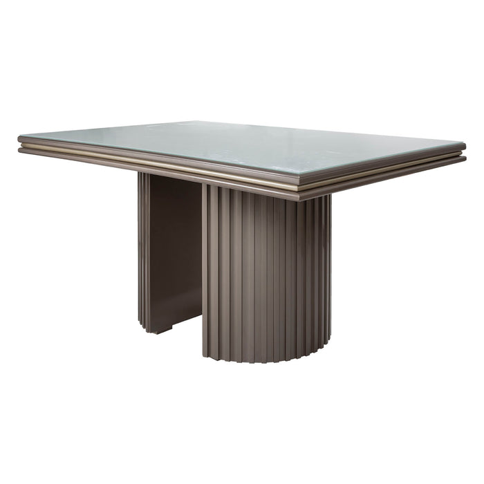 Comedor 6 Pto Living Velvet Beige, Taupe Perla Ultraglass