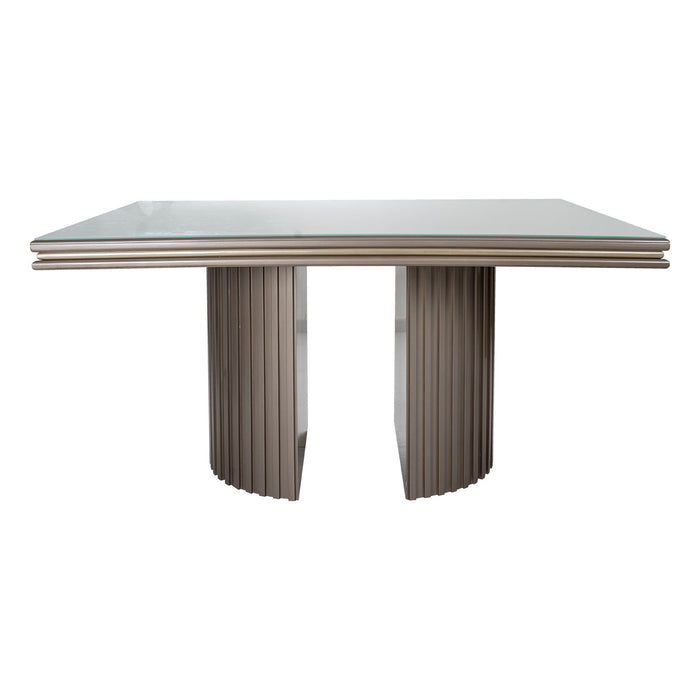 Comedor 6 Pto Living Velvet Beige, Taupe Perla Ultraglass