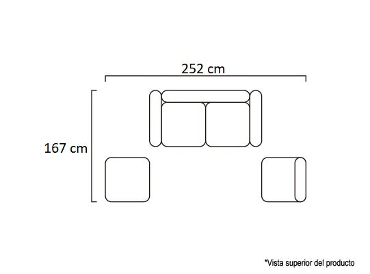 Sala Modular Bruce Microfibra Malaya Gris