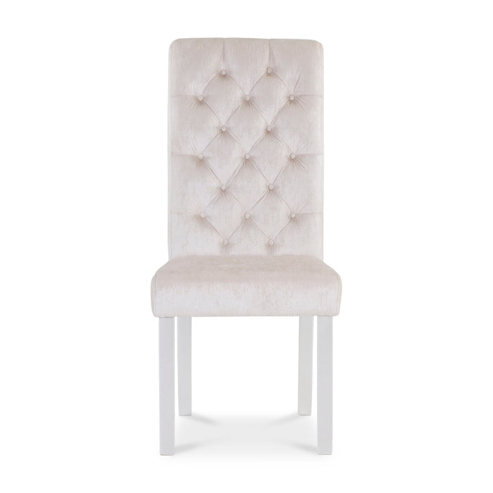 Comedor 6 Ptos Milano Chenille Beige, Blanco Perla