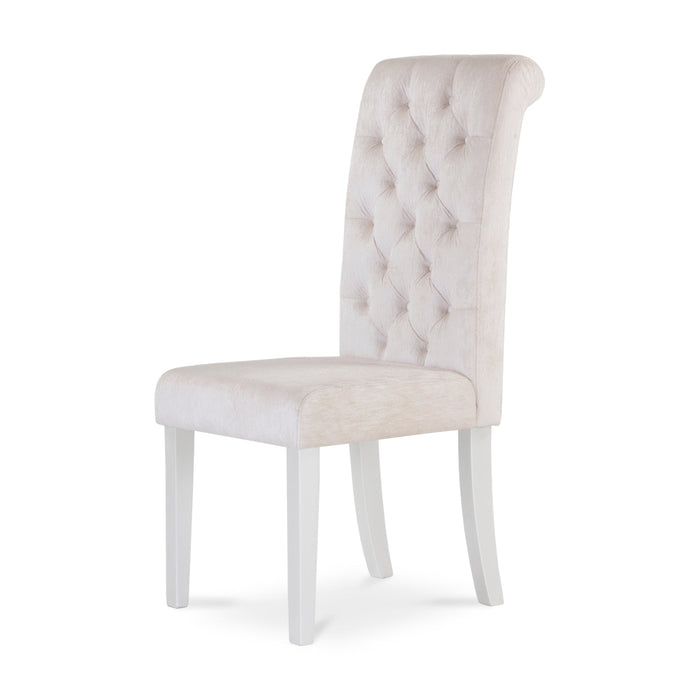 Comedor 6 Ptos Milano Chenille Beige, Blanco Perla