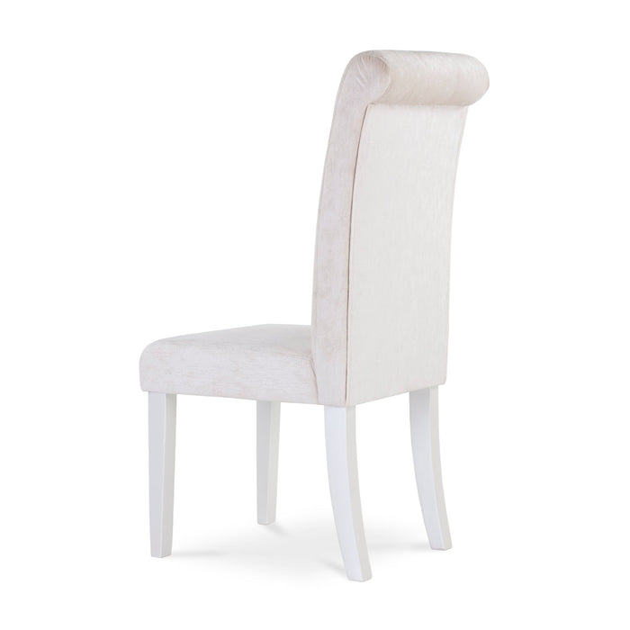 Comedor 6 Ptos Milano Chenille Beige, Blanco Perla