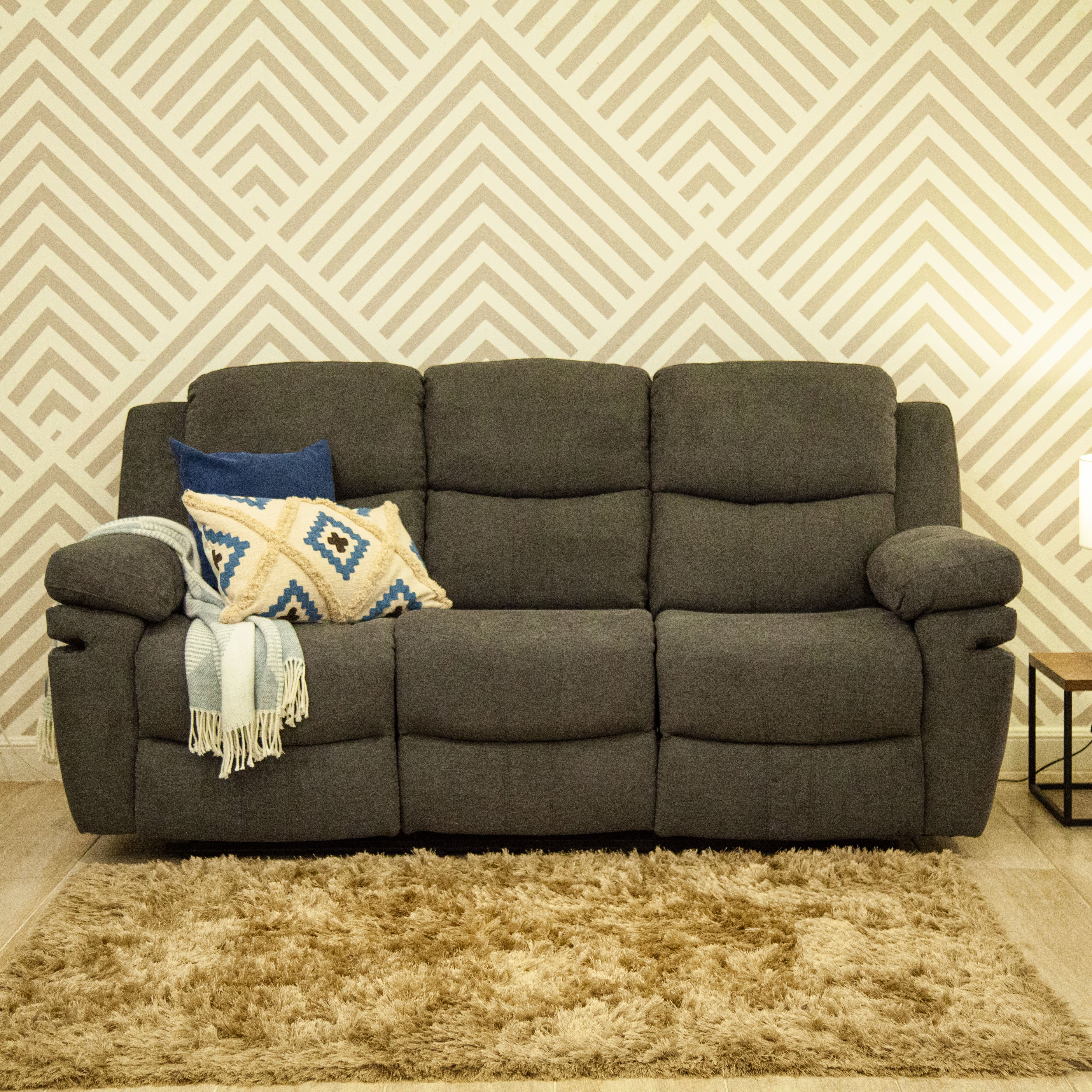 Sofá Reclinable  3 Ptos Nordis Gris Plomo