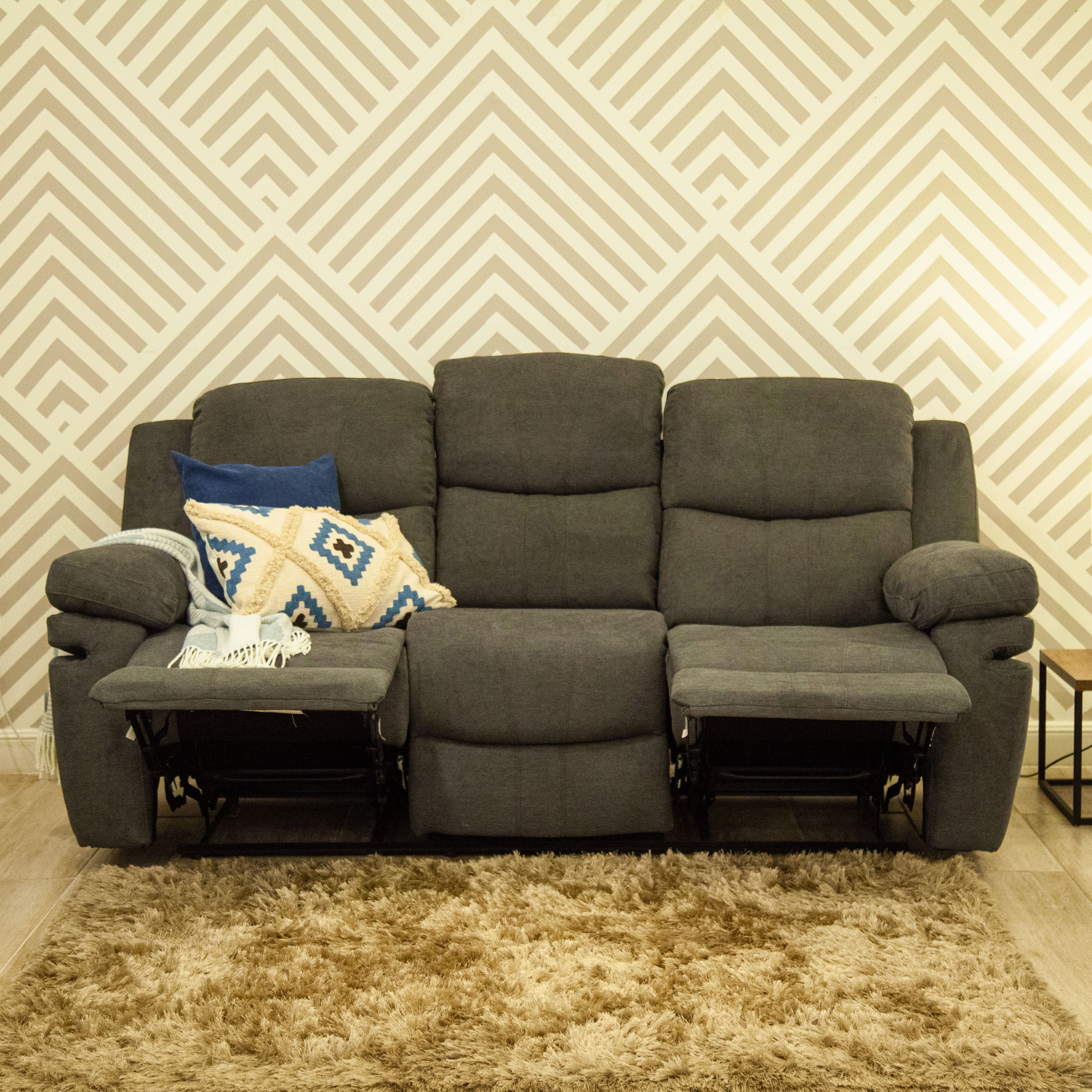 Sofá Reclinable  3 Ptos Nordis Gris Plomo