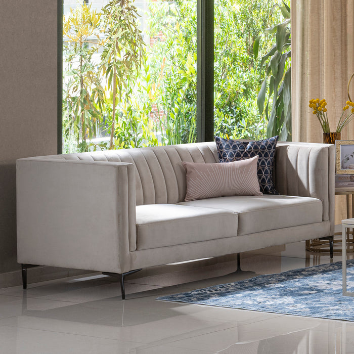 Sofá 2 Ptos Celta Velvet Garden Taupe, Negro
