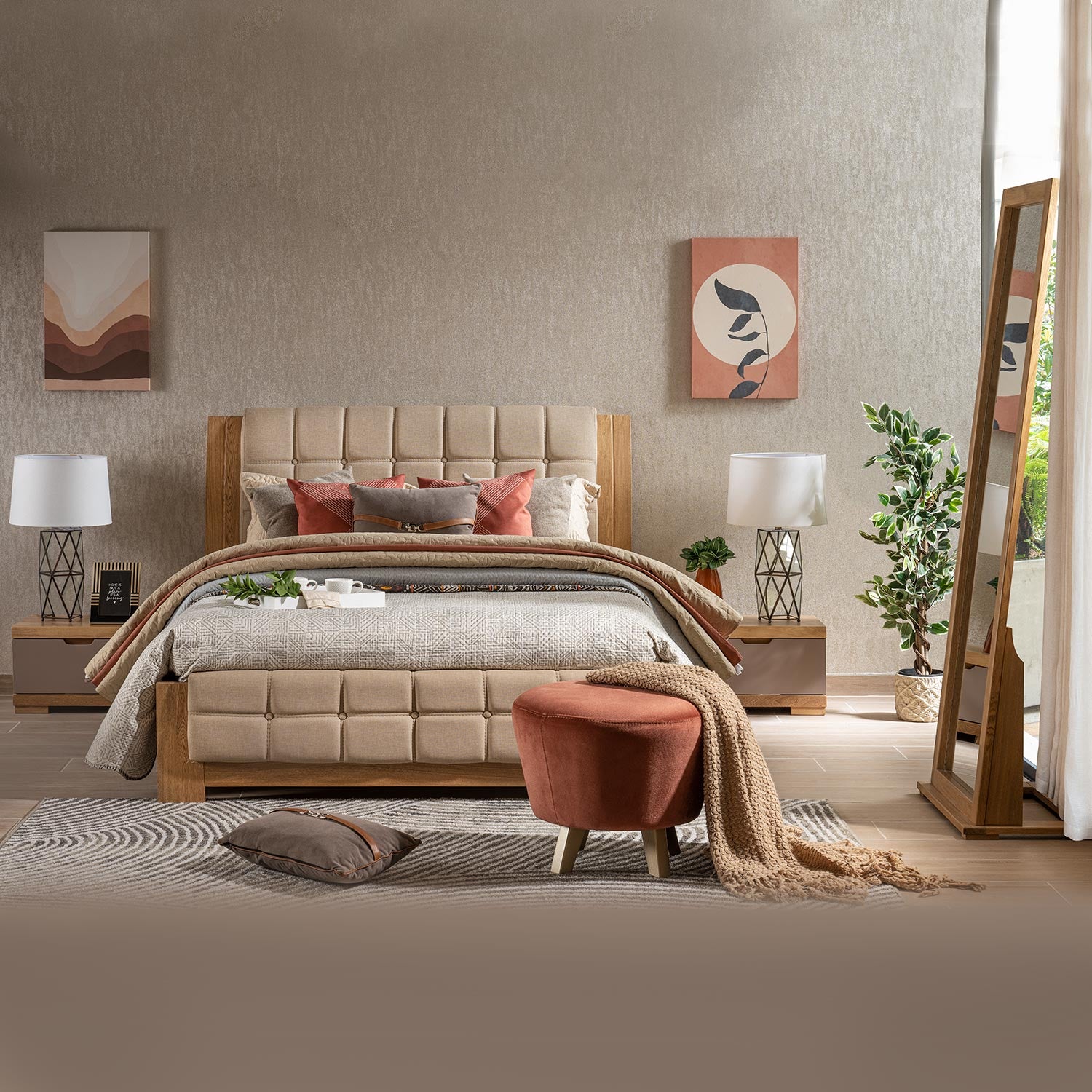 Cama Full Noruega Eurolino Marfil, Natural